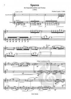 Spuren für Sopranblockflöte und Violine (Norbert Laufer) 