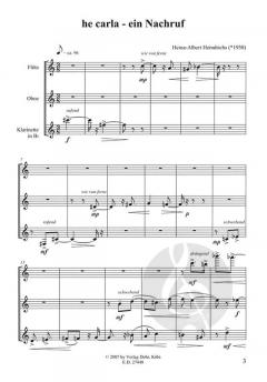 he carla - ein Nachruf von Heinz Albert Heindrichs für Flöte, Oboe, Klarinette (B) im Alle Noten Shop kaufen