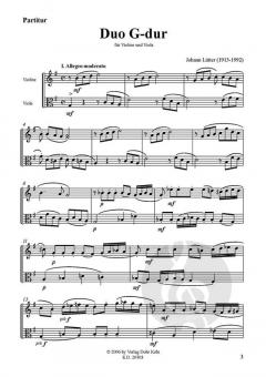 Drei Duos für Violine und Viola von Johann Lütter 