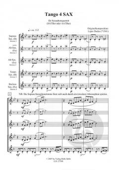 Tango 4 SAX für Saxophonquartett von Lajos Dudas 