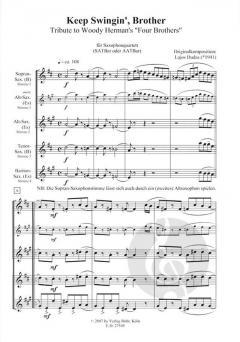Keep Swingin', Brother für Saxophonquartett von Lajos Dudas 