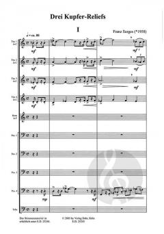 Drei Kupfer-Reliefs für Blechbläser-Dezett (Franz Surges) 