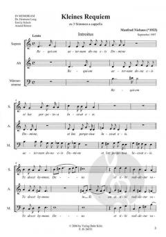 Kleines Requiem für dreistimmigen Chor a cappella (Manfred Niehaus) 