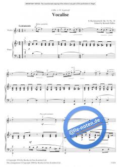 Vocalise op. 34/14 von Sergei Rachmaninow für Violine und Klavier im Alle Noten Shop kaufen