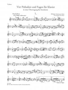 Vier Präludien und Fugen von Wilhelm Friedemann Bach für Klavier in einer Übertragung für Streichtrio im Alle Noten Shop kaufen (Stimmensatz)