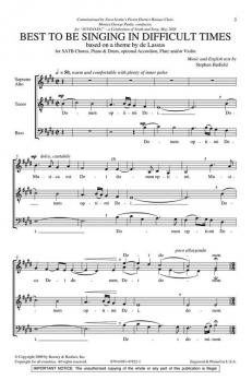 Best To Be Singing In Difficult Times (Stephen Hatfield) 
