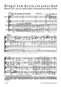 Singet dem Herrn ein neues Lied von Hugo Distler (Download) 