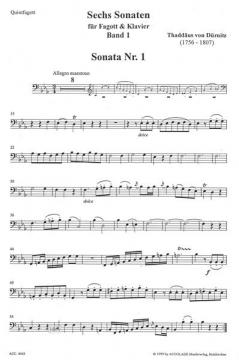 Sechs Sonaten für Quintfagott und Klavier Band 1 (Thaddaeus Freiherr Von Duernitz) 