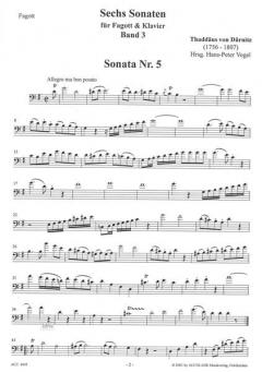Sechs Sonaten für Fagott und Klavier Band 3 (Thaddaeus Freiherr Von Duernitz) 
