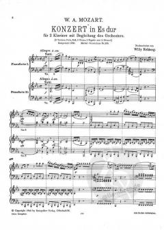 Konzert in Es-Dur KV 365 von Wolfgang Amadeus Mozart für 2 Klaviere mit Begleitung des Orchesters im Alle Noten Shop kaufen