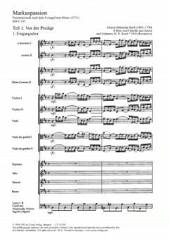 Markuspassion BWV 247 von Johann Sebastian Bach 