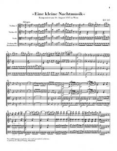 Divertimento 'Eine kleine Nachtmusik' KV 525 von Wolfgang Amadeus Mozart für 2 Violinen, Viola, Violoncello und Kontrabass im Alle Noten Shop kaufen
