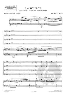 La Source pour Choeur à Quatre Voix Mixtes et Piano (Lili Boulanger) 