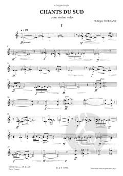 Chants Du Sud von Philippe Hersant für Violine solo im Alle Noten Shop kaufen