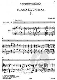 Sonata da camera für Violoncello und Kammerorchester von Bohuslav Martinu im Alle Noten Shop kaufen