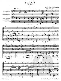 Triosonate für zwei Flöten und Basso continuo op. 2/12 von Jean Baptiste Loeillet 'de Gant im Alle Noten Shop kaufen