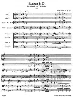 Violinkonzert D-Dur KV 211 von Wolfgang Amadeus Mozart 