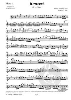 Konzert für 4 Flöten von Johann Sebastian Bach im Alle Noten Shop kaufen