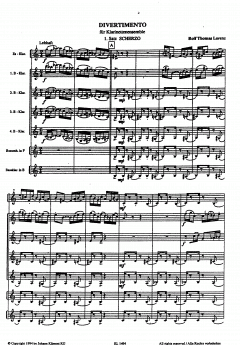 Divertimento für Klarinettenensemble von Rolf Thomas Lorenz 