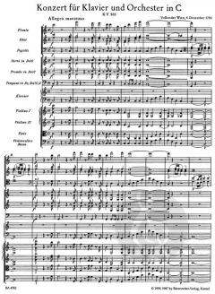 Konzert Nr. 25 in C-Dur für Klavier und Orchester KV 503 von Wolfgang Amadeus Mozart 