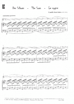 Der Schwan für Flöte / Oboe und Klavier von Camille Saint-Saëns im Alle Noten Shop kaufen