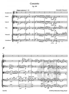 Konzert in Es op. 109 von Alexander Glasunow für Alt-Saxophon und Streichorchester im Alle Noten Shop kaufen (Partitur)