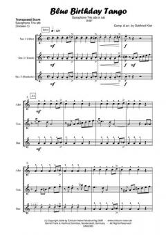 Blue Birthday Tango (Sax Trio) von Gottfried Klier 