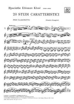 20 Studi Caratteristici, per Clarinetto Revisione von Hyacinthe Klose 