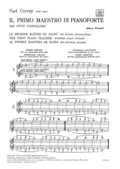 Primo Maestro Di Pianoforte 100 Studi Giornalieri von Carl Czerny 