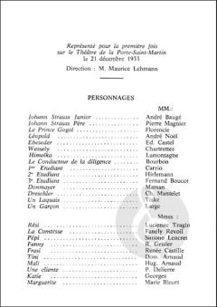 Valses de Vienne Livret von Johann Strauss (Vater) 