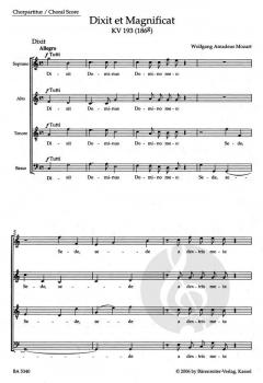 Dixit et Magnificat KV 193 (186g) (W.A. Mozart) 