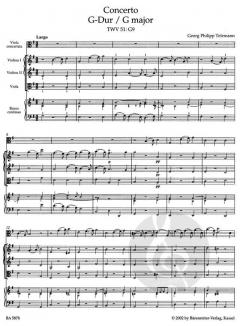 Konzert in G-Dur von Georg Philipp Telemann für Viola, Streicher und Basso continuo TWV 51:G9 im Alle Noten Shop kaufen (Partitur)