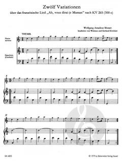 12 Variationen über 'Ah, vous dirai-je Maman' KV 265 (300a) von Wolfgang Amadeus Mozart 