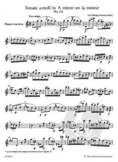 Sonate für Flöte solo a-Moll Wq 132 von Carl Philipp Emanuel Bach im Alle Noten Shop kaufen