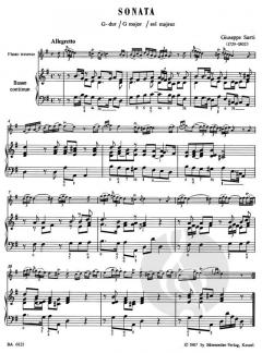 2 Sonaten von Giuseppe Sarti für Flöte und Basso continuo im Alle Noten Shop kaufen