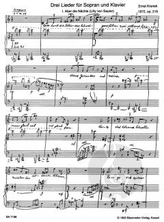 3 Lieder op.216 von Ernst Krenek 