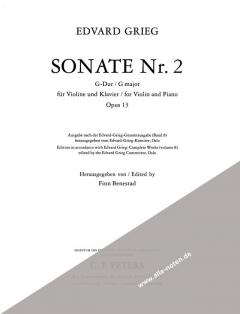 Sonate Nr. 2 G-Dur op. 13 von Edvard Grieg für Violine und Klavier im Alle Noten Shop kaufen