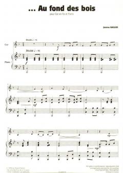Au fond des bois, fa ou mib von Jérôme Naulais für Horn und Klavier