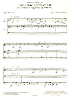 Ballade de l'enfant juif, fa von Claude-Henry Joubert für Horn und Klavier