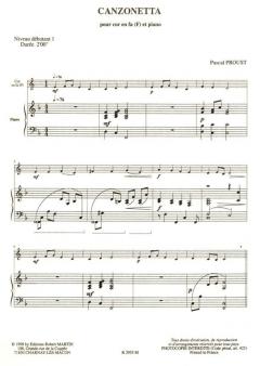 Canzonetta von Pascal Proust für Horn und Klavier