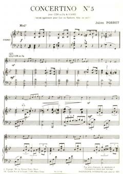 Concertino No. 5, fa ou mib von Julien Porret für Horn und Klavier