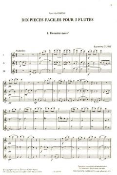 Dix pièces faciles pour trois flûtes von Raymond Guiot 
