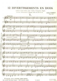 Douze divertissements en duos von Julien Porret für Horn Duett