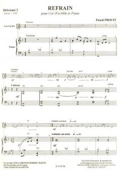 Refrain, fa ou mib von Pascal Proust für Horn und Klavier