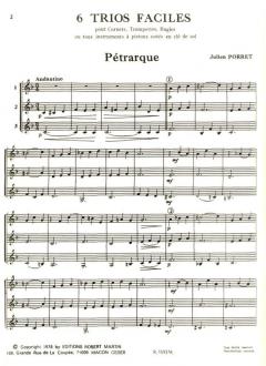Six trios faciles von Julien Porret für 3 Hörner