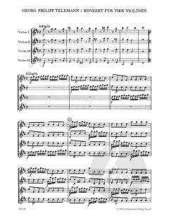 Konzert für 4 Violinen ohne Bass TWV 40:202 von Georg Philipp Telemann im Alle Noten Shop kaufen