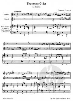 Triosonate La Raspona für zwei Violinen und Basso continuo von Giovanni Legrenzi im Alle Noten Shop kaufen