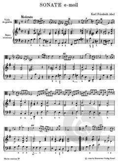 6 Sonaten Heft 1 von Carl Friedrich Abel für Viola da gamba (Violine, Flöte) und Basso continuo im Alle Noten Shop kaufen