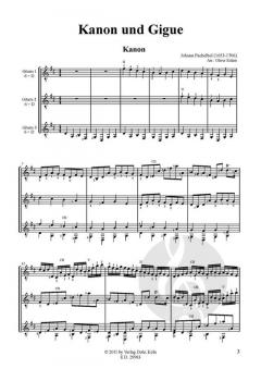 Kanon und Gigue für Gitarren-Trio von Johann Pachelbel 