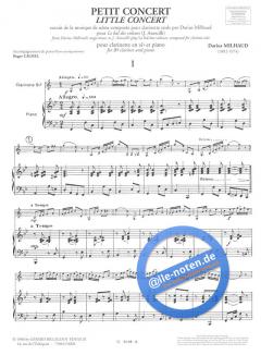 Petit Concert von Darius Milhaud für Klarinette und Klavier im Alle Noten Shop kaufen